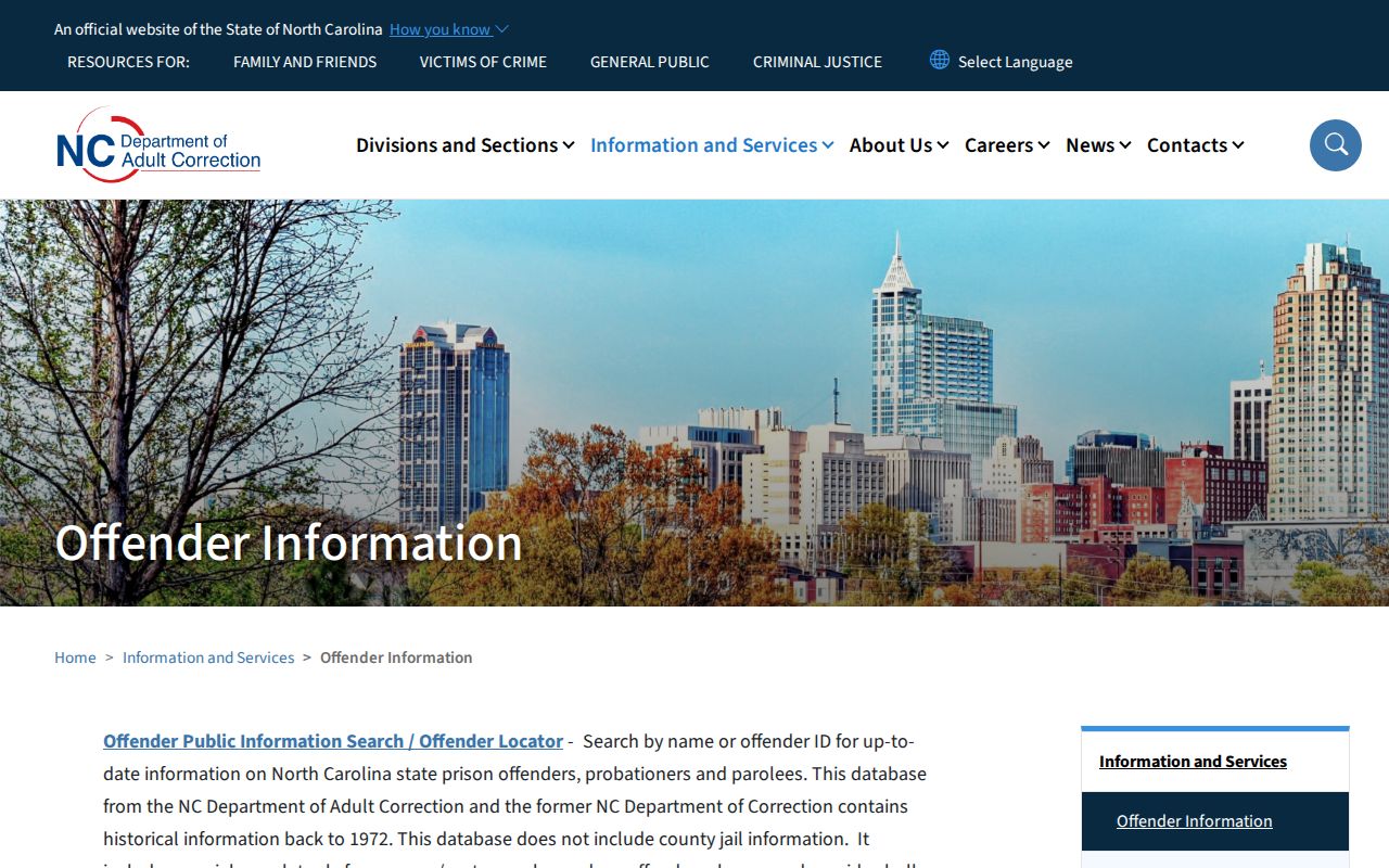 Pasquotank County released inmate NCDAC search products